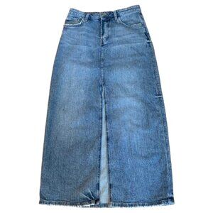Zara Maxi Denim Skirt Front Slit Button Fly High Waisted Versatile size M (6-8)